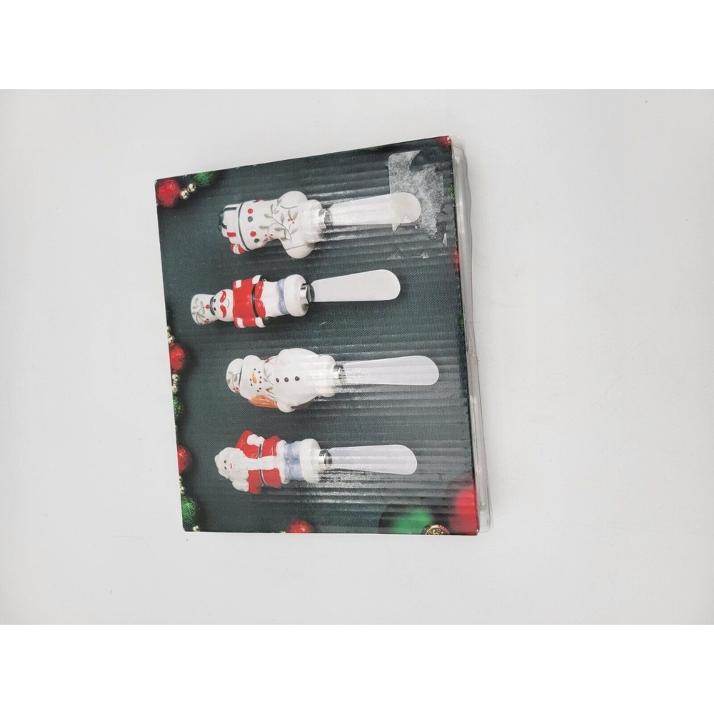 Pfaltzgraff Winterberry Christmas Snowman Santa Spreaders Set of 4 in box - Picture 8 of 8